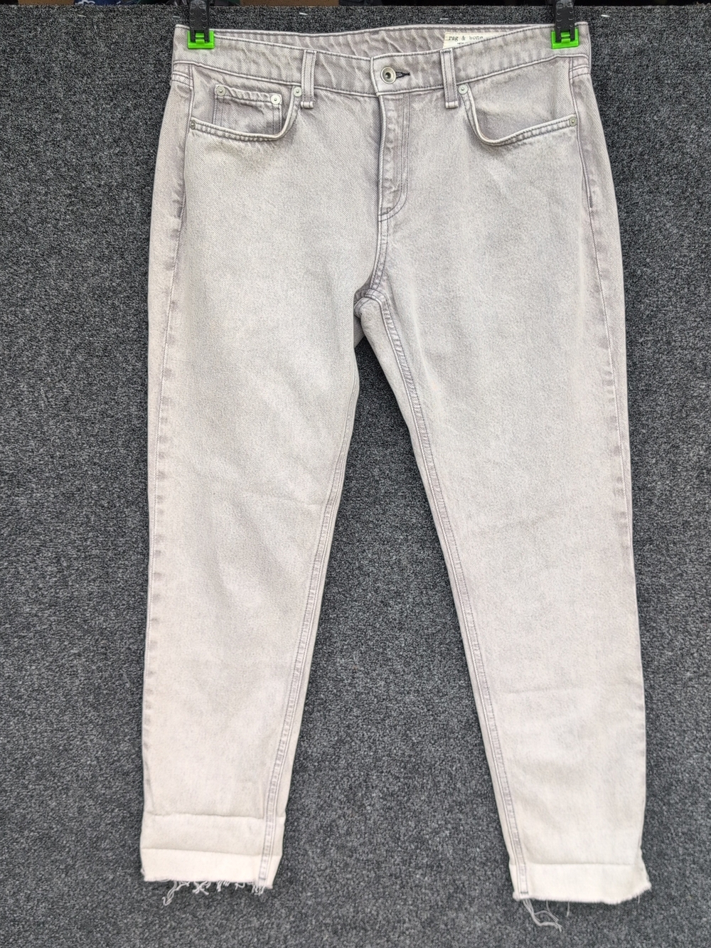 Rag & Bone Jeans Womens 29 Gray Denim Dre Low Rise Slim Boyfriend Raw Hem Pants
